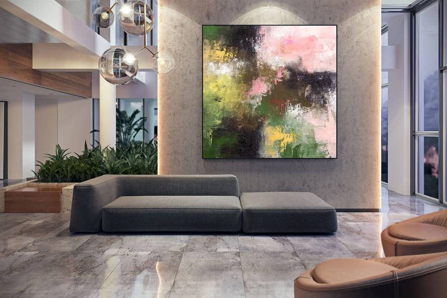 Painting Hand-painted Modern Bedroom Canvas Abstract Canvas Artwork E7OK2